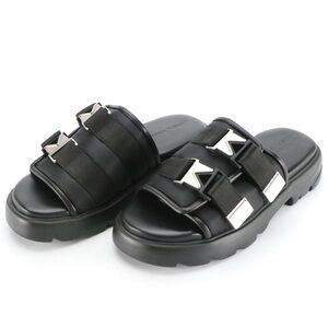 Bottega Veneta Flash Buckle Sandals in Black Nylon and Nappa Leather EU 45/US 12